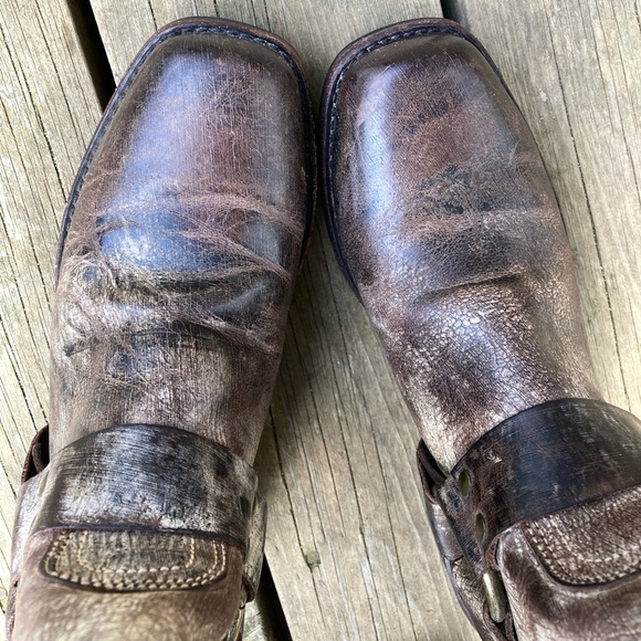 Rare FRYE 8” Harness Square Toe Vintage Leather Brown Size 9.5 - Picture 5 of 12